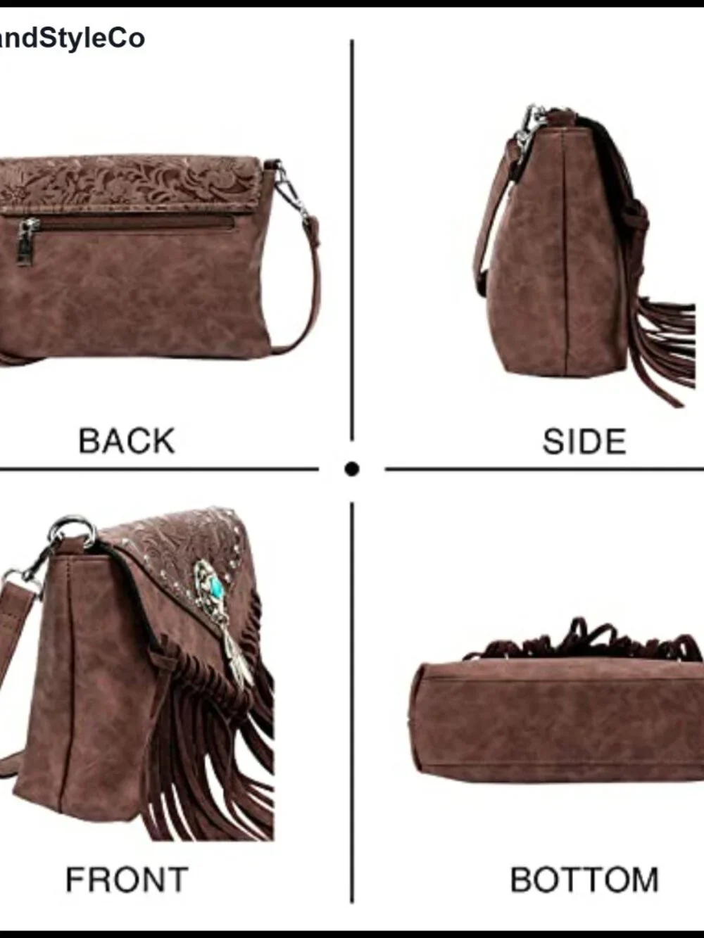 Boho Faux Leather Fringe Crossbody Bag with Tassel Wallet